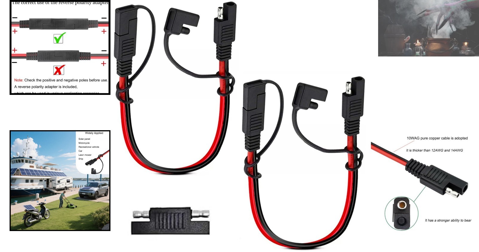 10 AWG SAE to SAE Disconnect Cables, Ideal for Solar & Vehicles – 2 Pack
