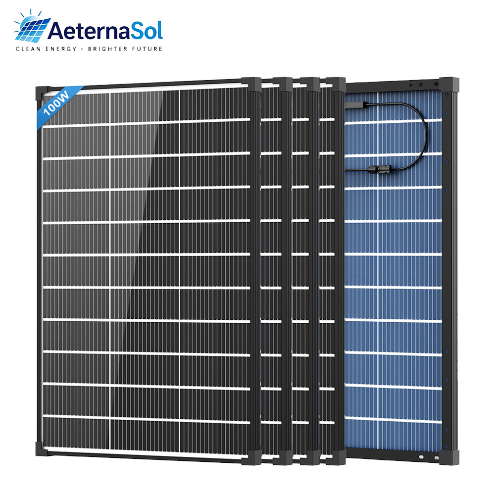 400W Solar Panel (100W*4)Bifacial N-Type Mono 18V PV Home RV Off Grid Battery US