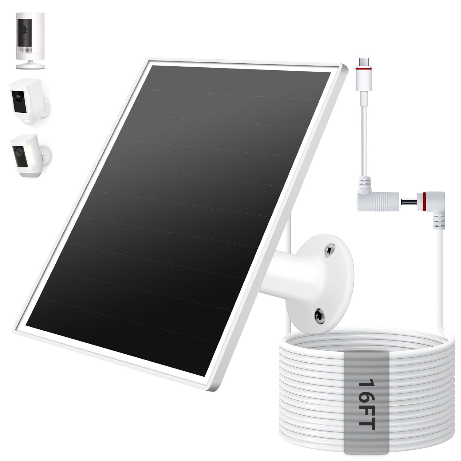 VERVERAY Solar Panel for Ring Camera, 6W Solar Charger with USB-C Barrel Plu…