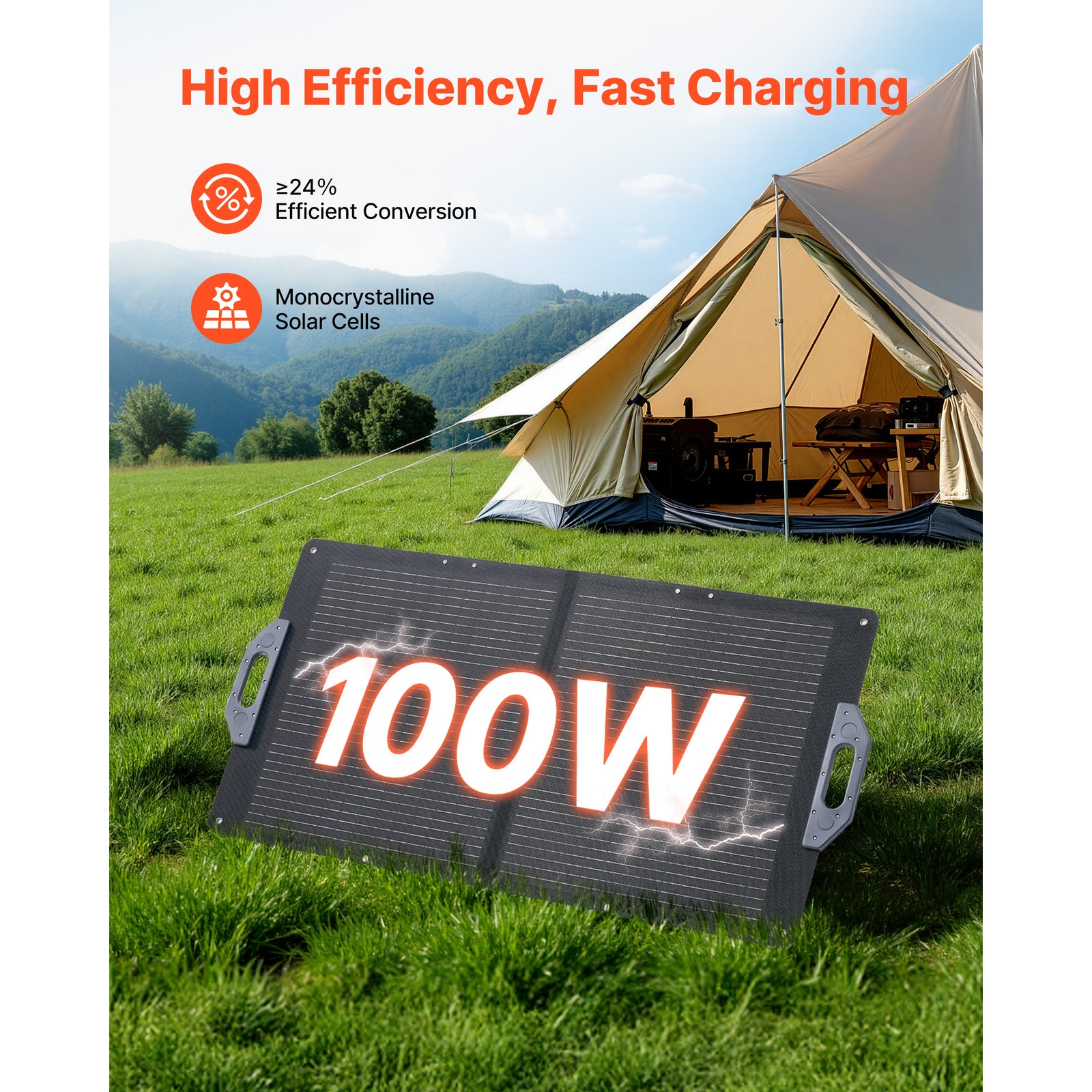 Uimoso 100W Portable Foldable Solar Panel Charger with Monocrystalline Design