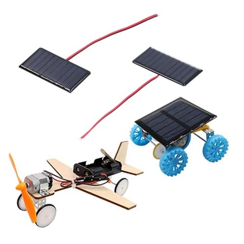 2Pcs Solar Panel Module 5V 0.3W Polysilicon Mini Solar Cells with Wires for