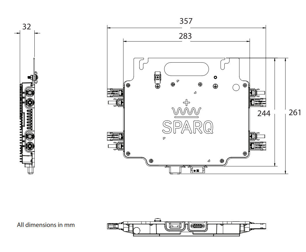 Sparq Q1200 Grid-Tied Quad Input 12.1kW Microinverter Kit w/ Gateway and Cabling