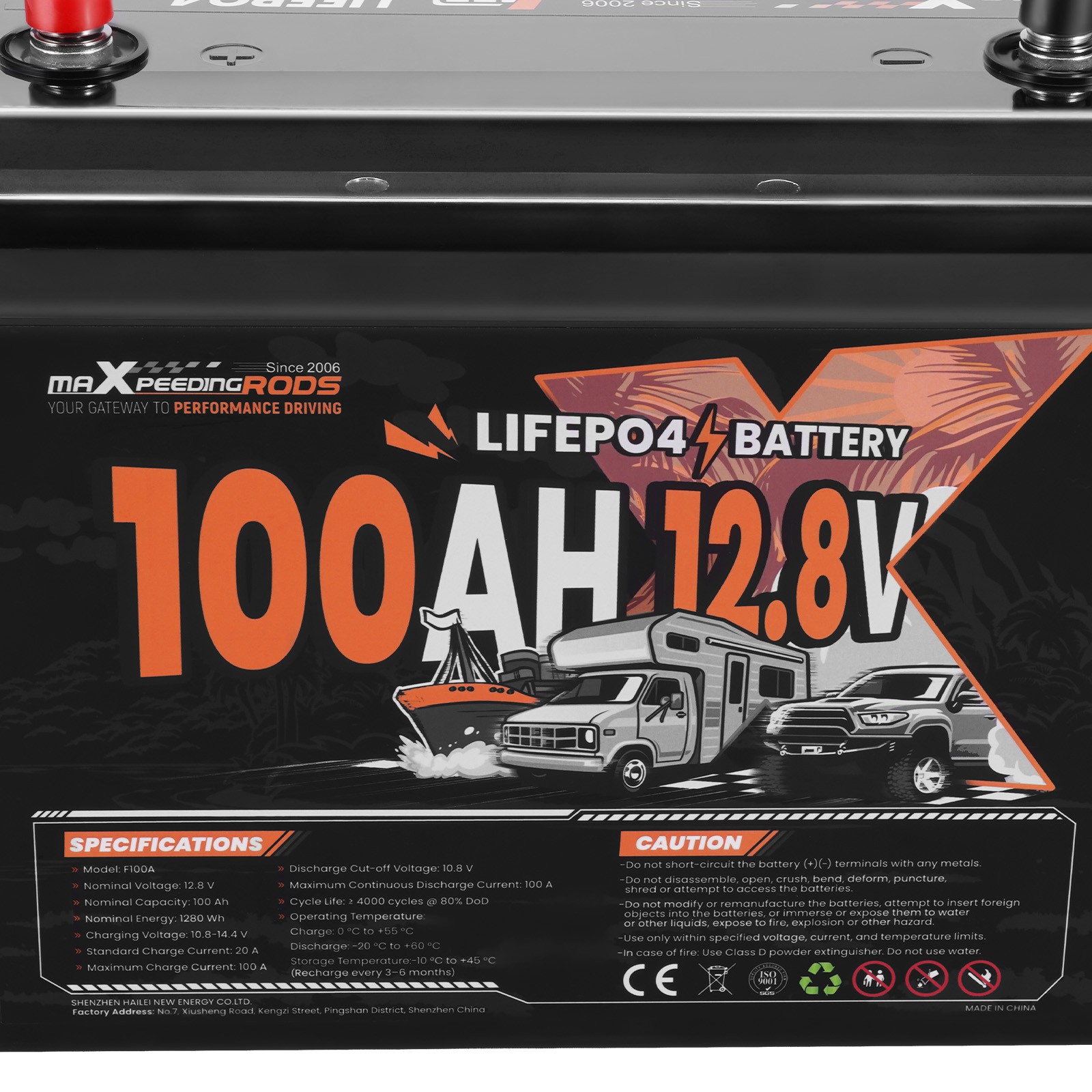 12V 100Ah Lithium Battery BMS for Boat RV Overland, Expandable 20.48kWh