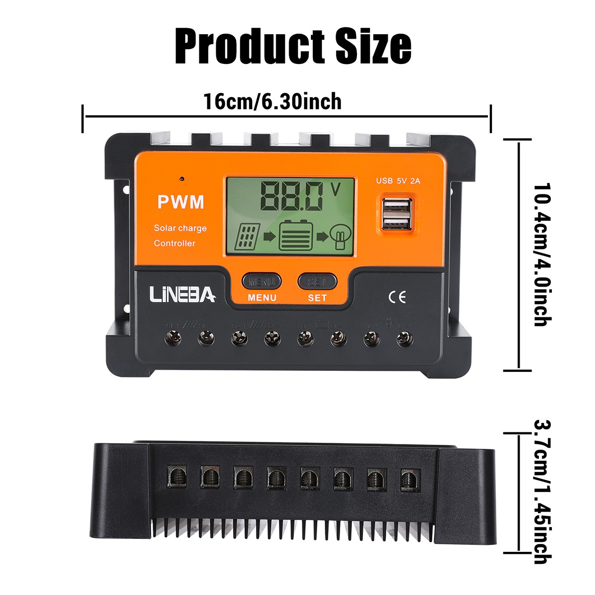 5200W 100A Solar Charge Controller Dual USB 12V 24V 48V PV Battery Regulator USA