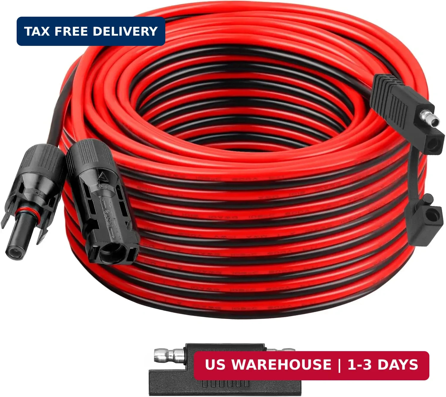 10AWG Solar Panel to SAE Adapter Cable 50FT SAE Plug Cable PV Solar Extension Wi