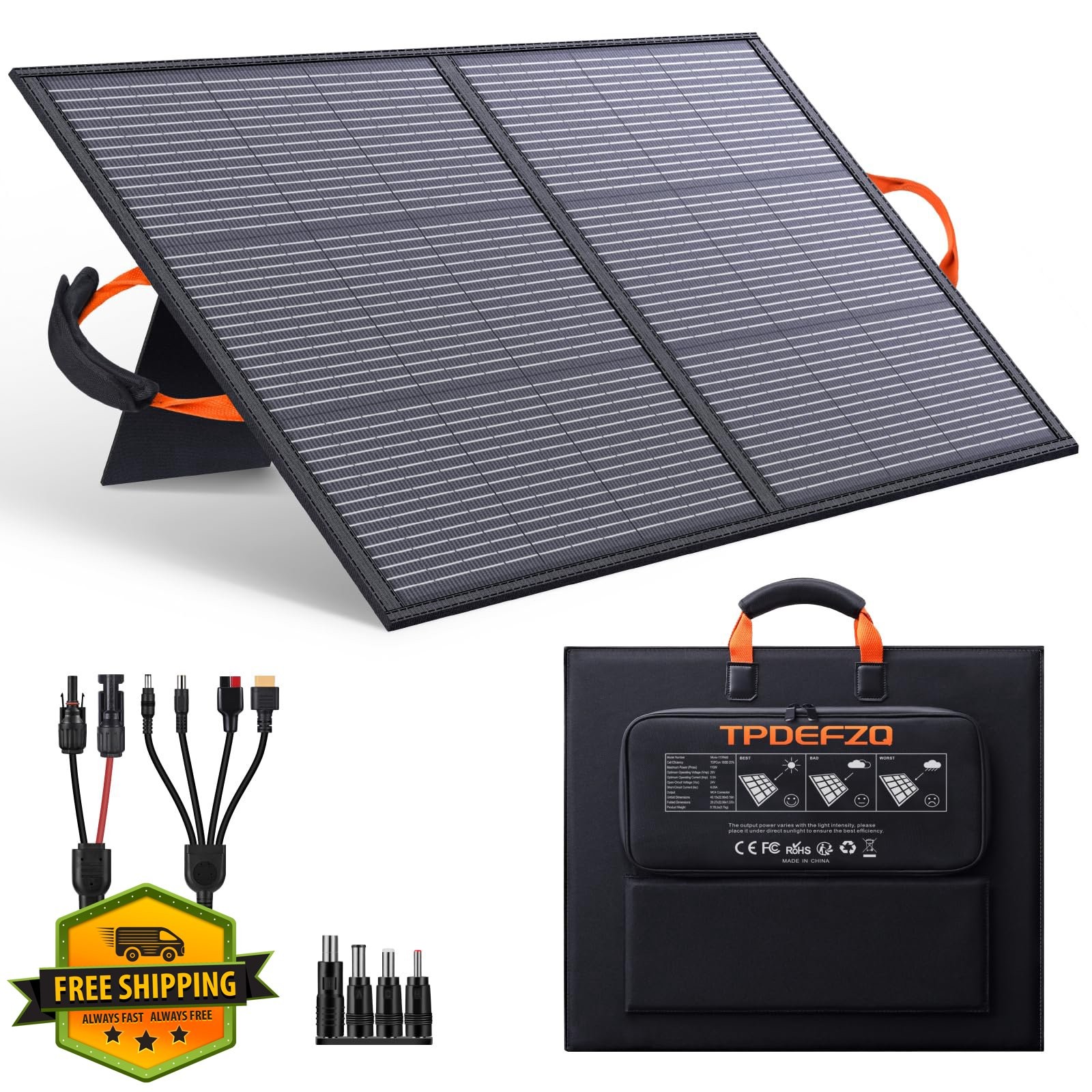 TPDEFZQ 110W Solar Panel ETFE Matte Black