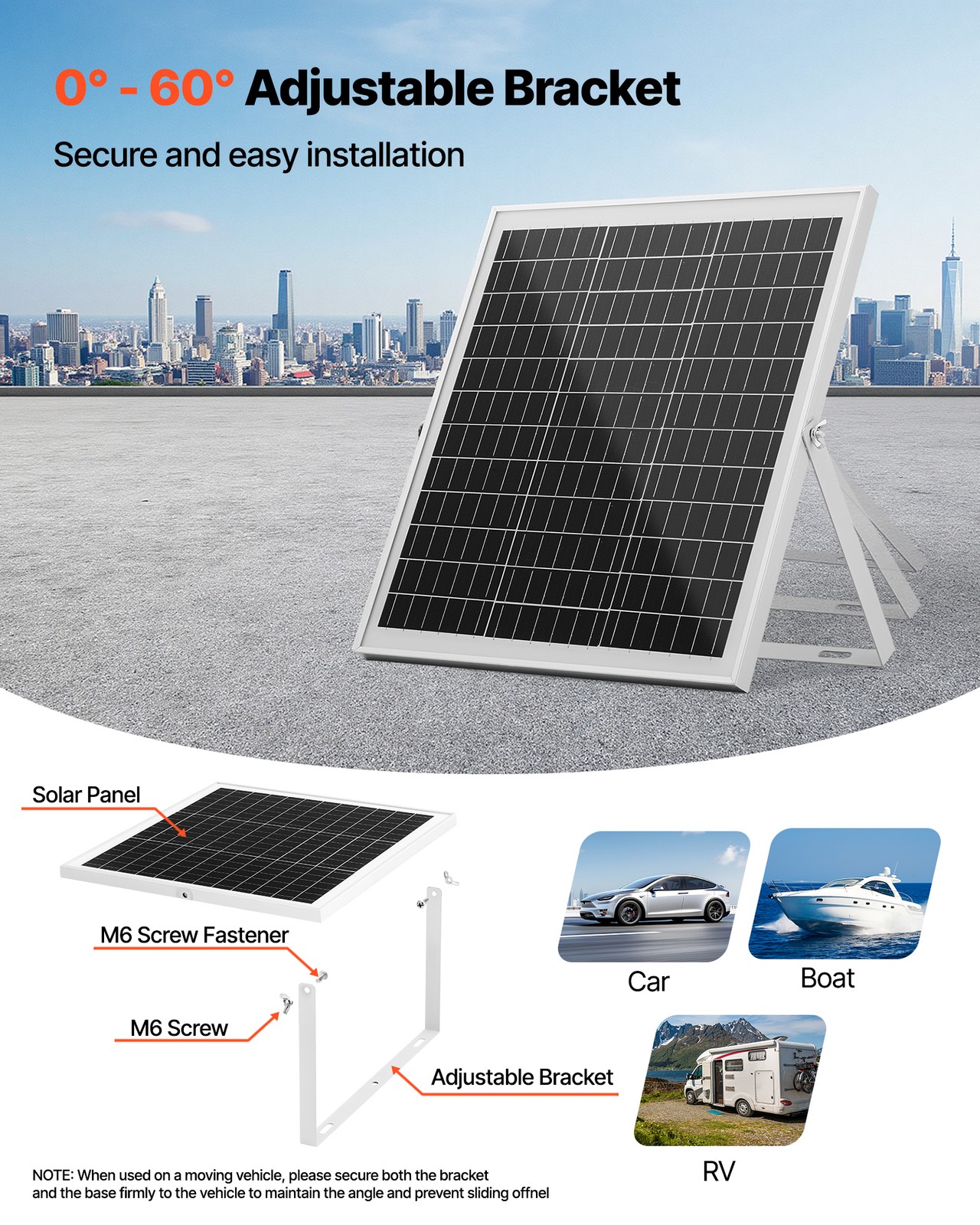VEVOR Solar Battery Trickle Charger Maintainer 20W 12V with MPPT Controller
