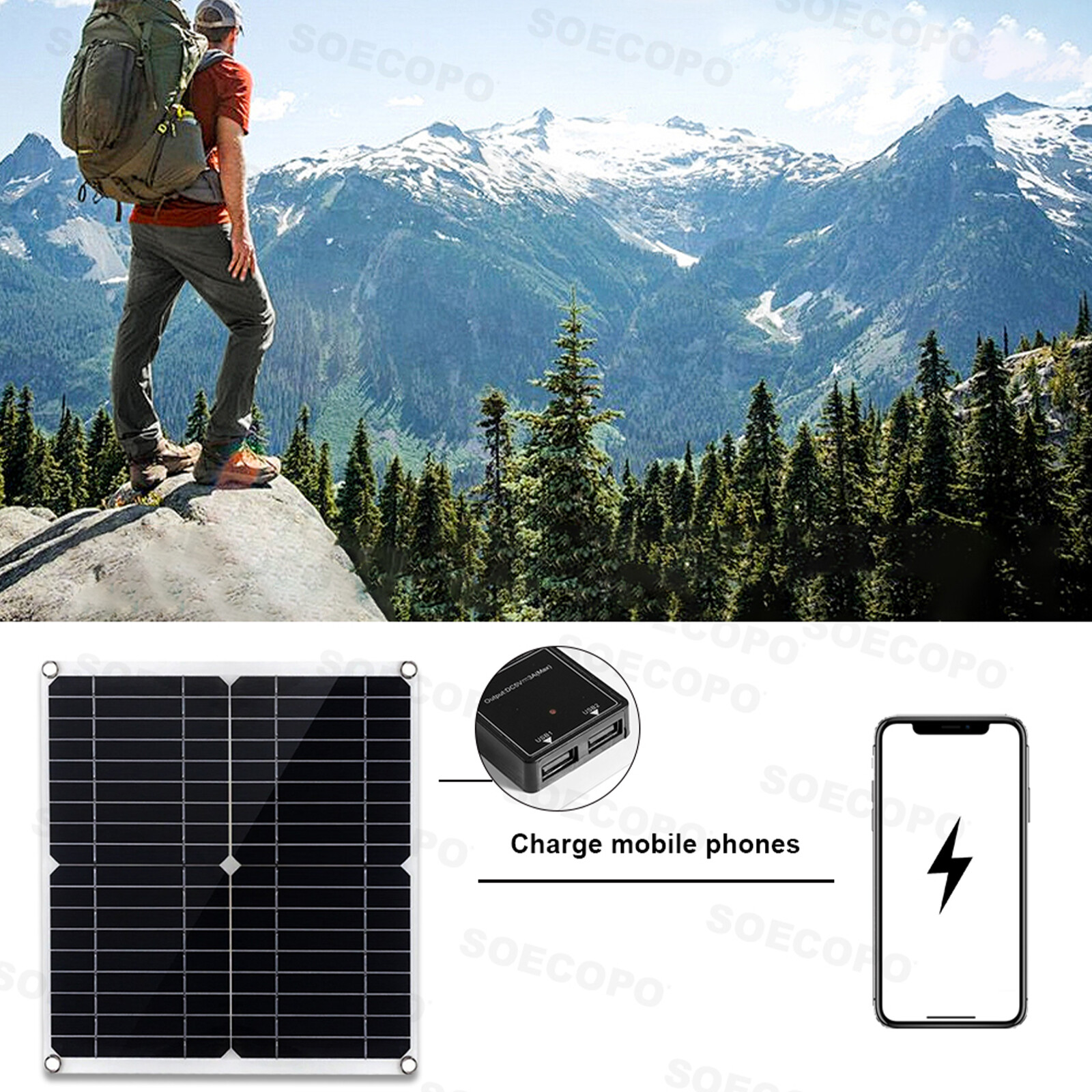 7000W Complete Solar Panel Kits Solar Power Generator 100A Home 110V/220V Syst