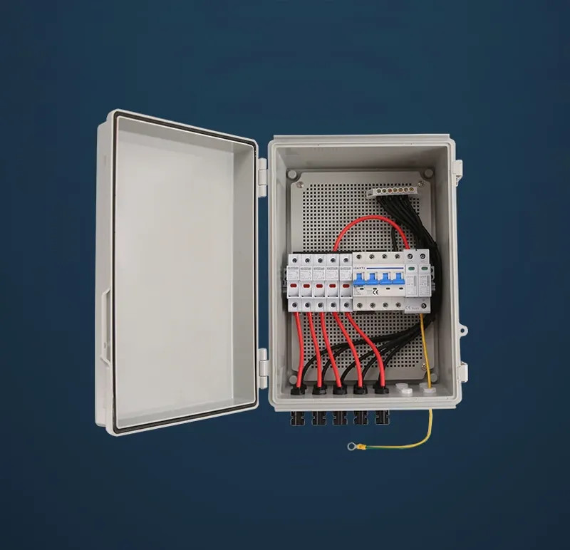 PV Combiner Box 5-in1-out 600V DC IP65 Waterproof SPD MCB Fuse Lightning Protect