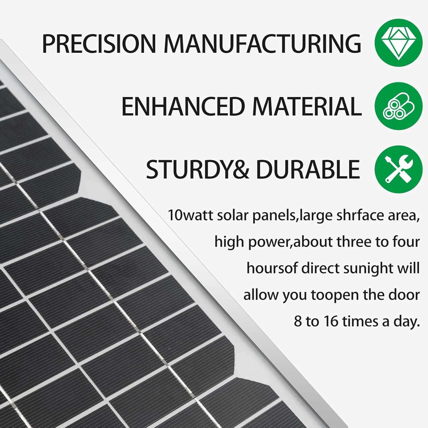 FM123 10 Watt Solar Panel Kit Fit for Mighty Mule Automatic Gate Openers, 12V Po