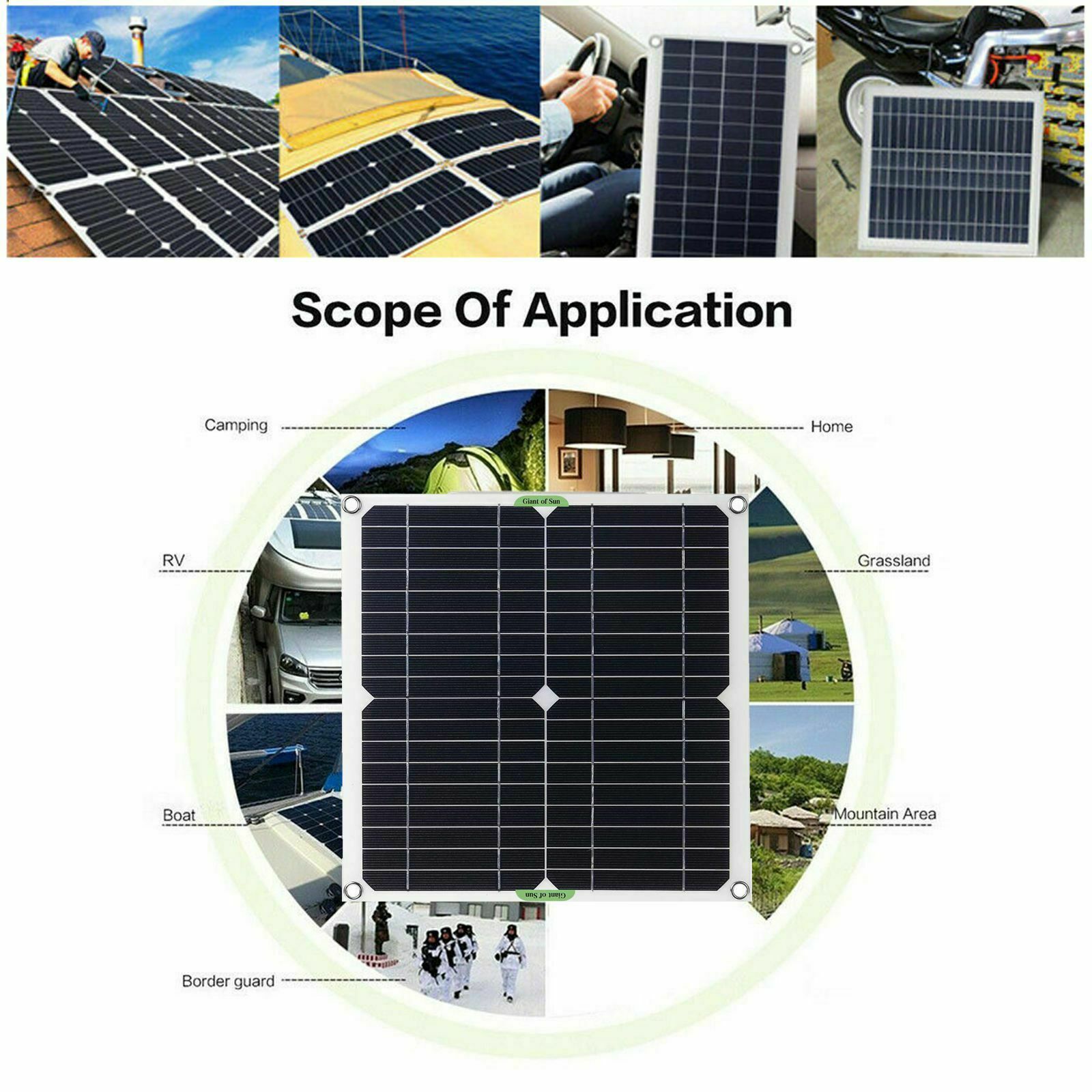 200 Watts Solar Panel Kits 100A 12V Battery Charger With Controller Caravan Boat