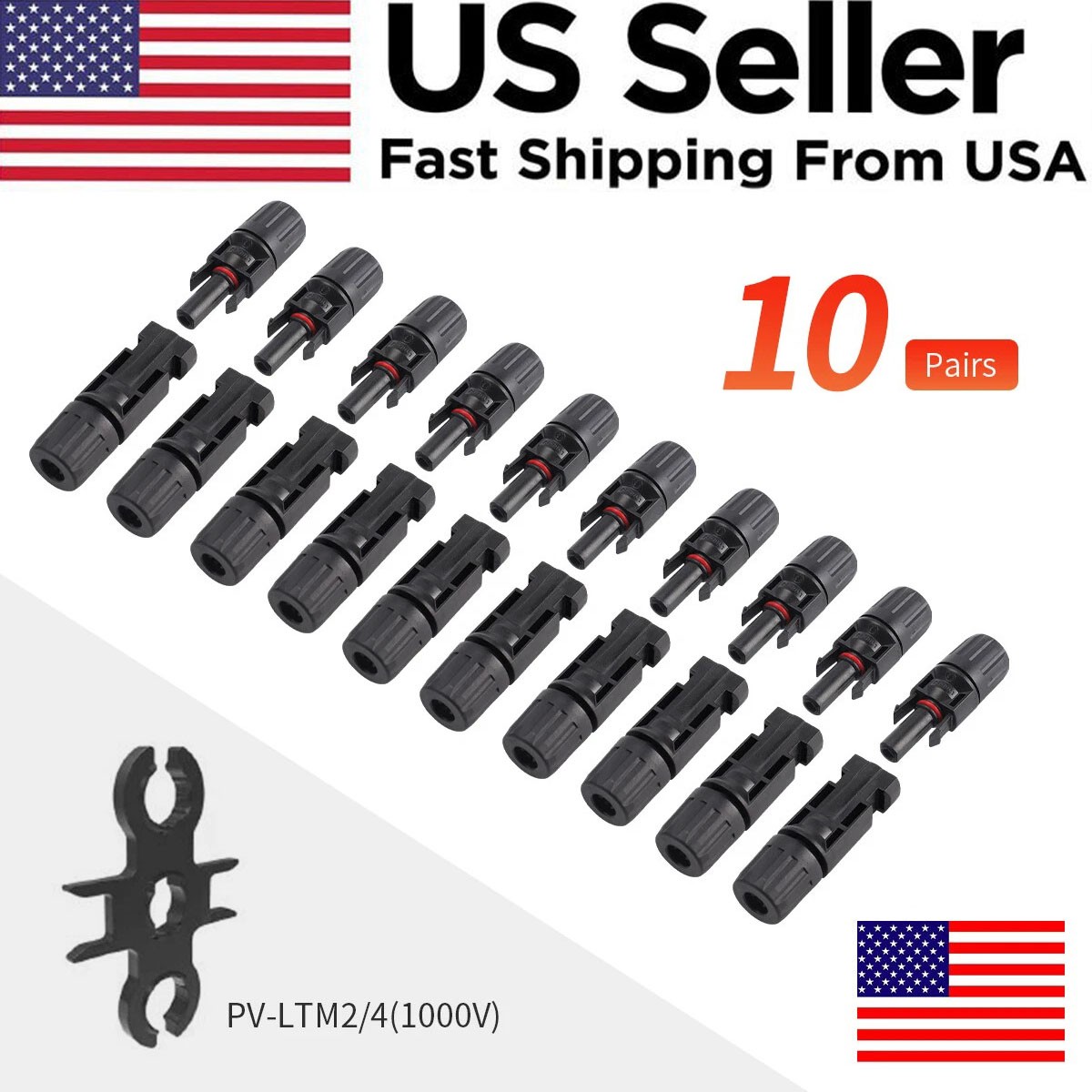 5-100Pairs Solar Panel Cable Wire Connectors Kit Male& Female Waterproof Adapter