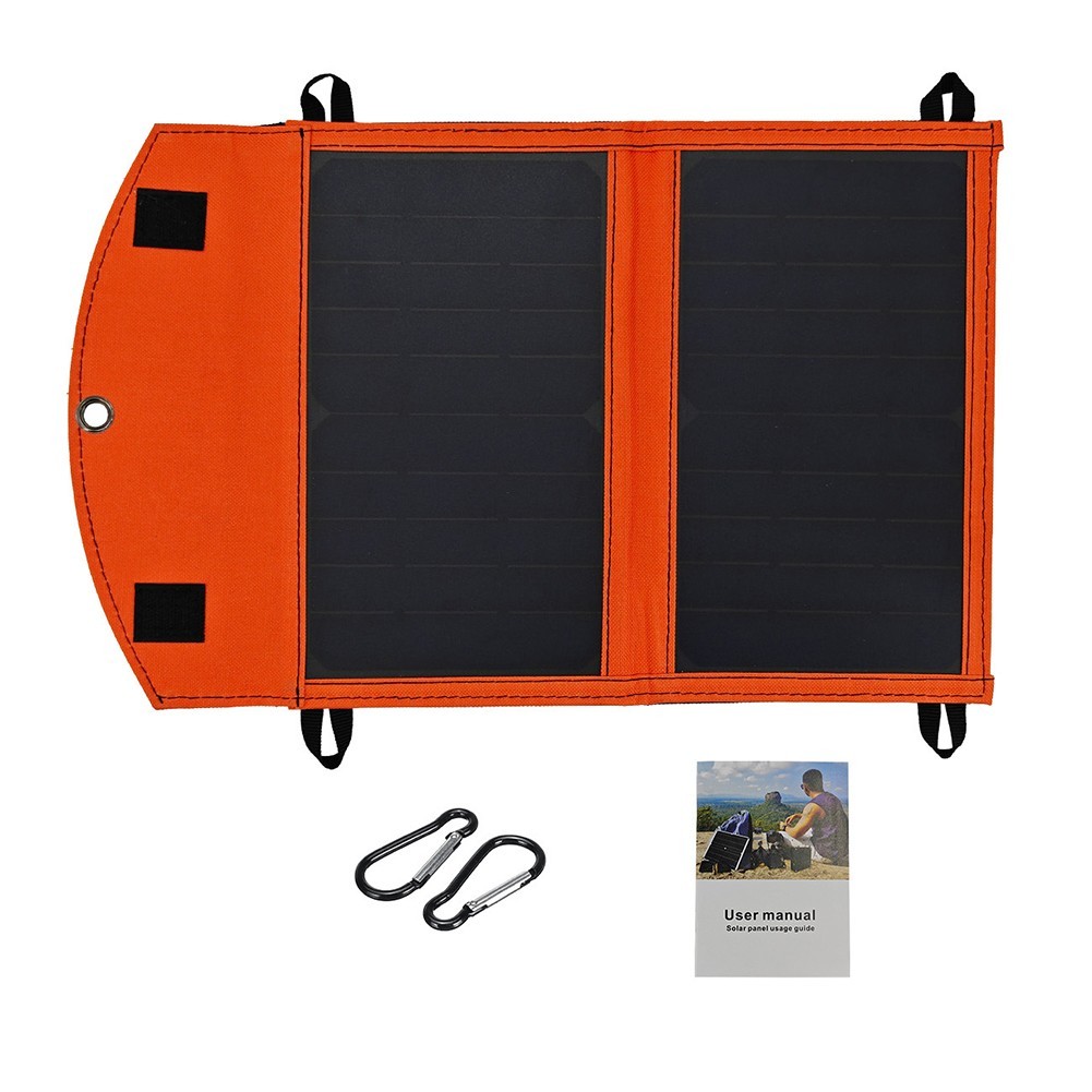 Efficient Outdoor Use 14W Solar Charger with Foldable Design and USB Outputs