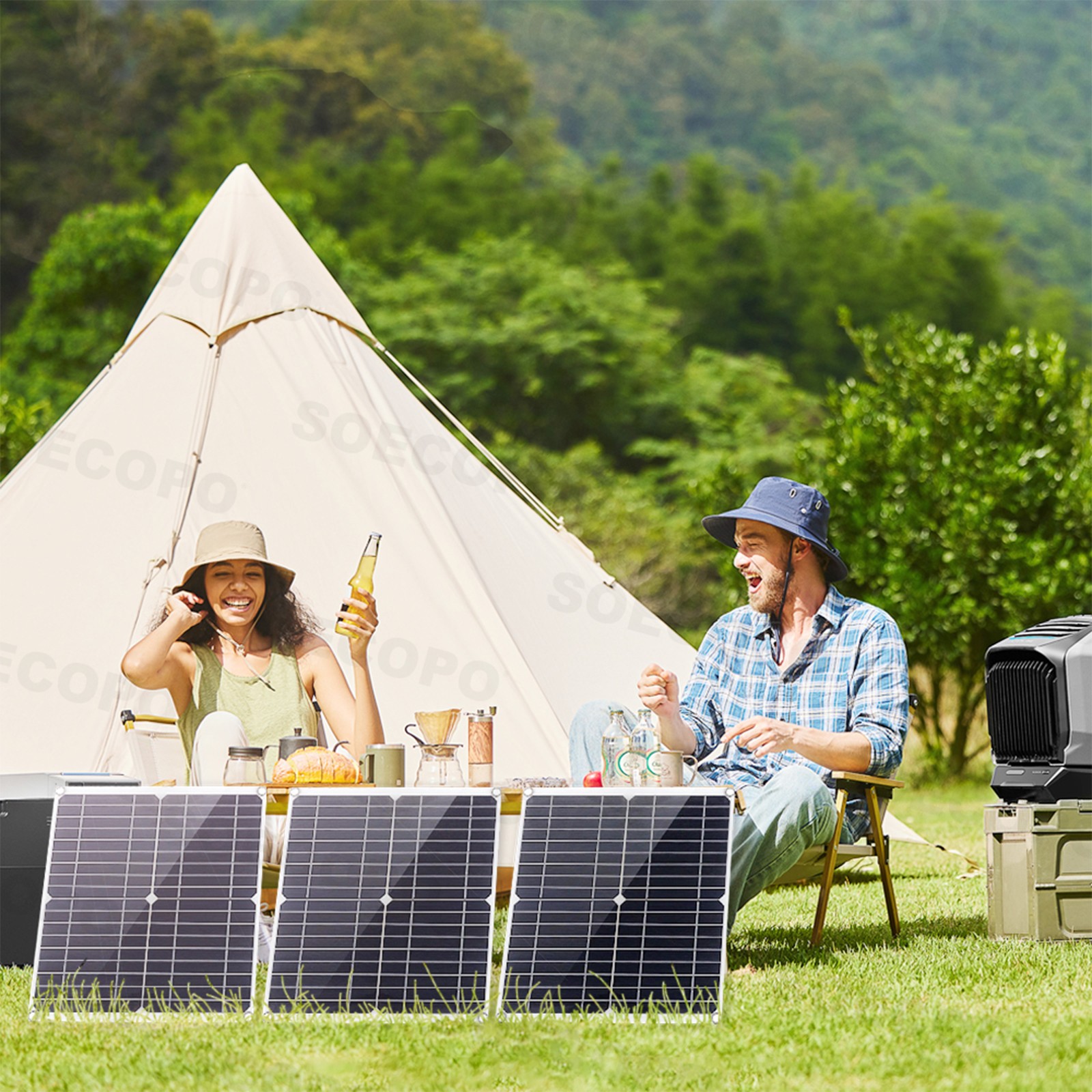900W Solar Charging Kit with Y-Cable + 2 x 300W Panels + 2M Emergency Power7a