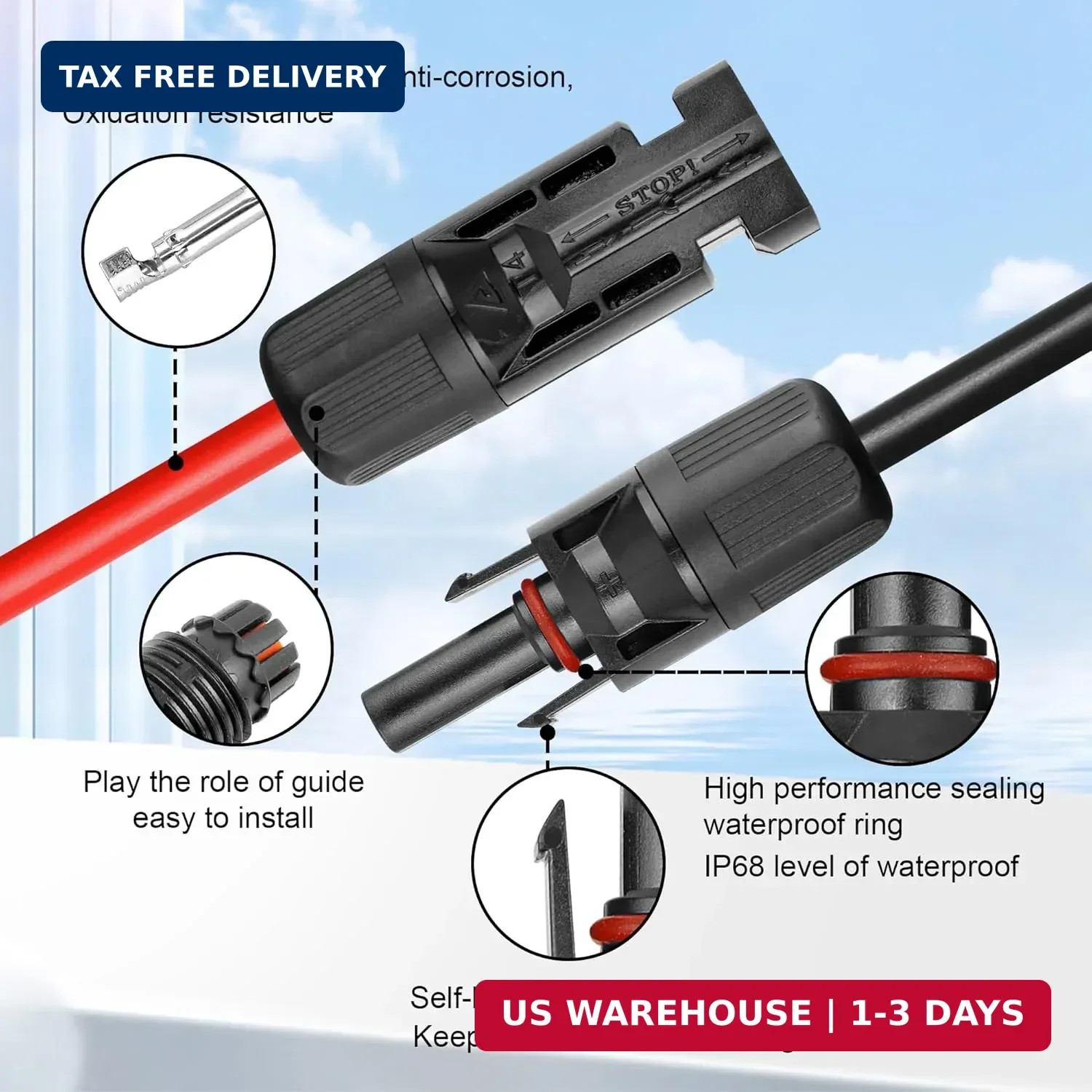 30 FT 10AWG Solar Panel Extension Cable,10 Gauge Extension Cord,5FT 10FT 20FT 30