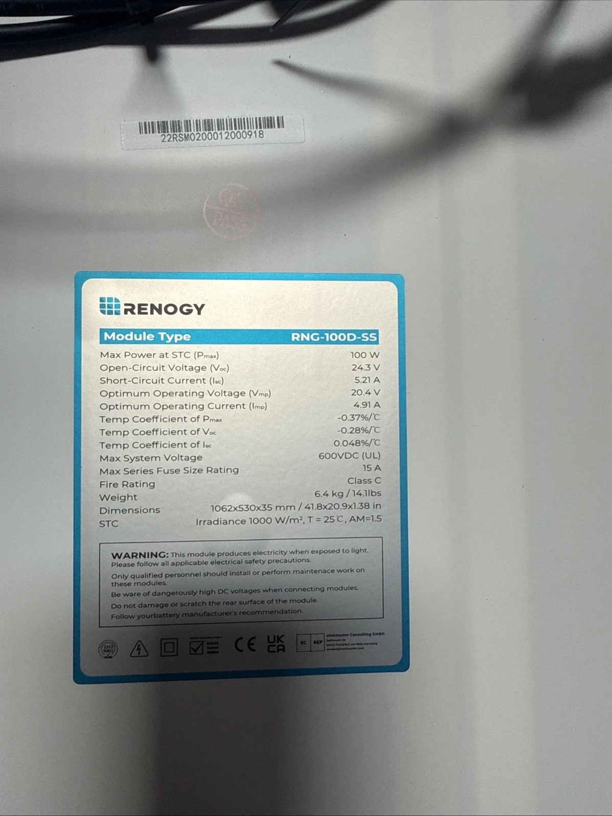 Renogy RNG-100D-S 100W Monocrystalline Photovoltaic PV Solar Panel – 2 Piece
