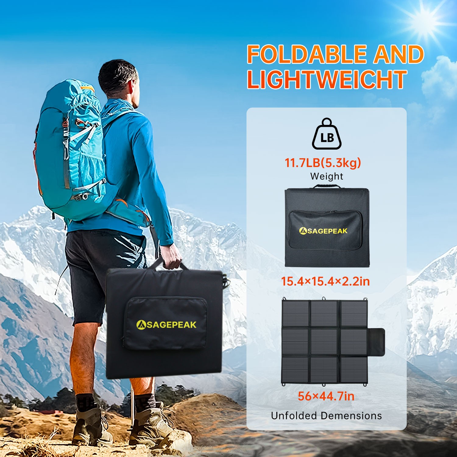 200W Foldable Monocrystalline Solar Panel 23% Efficiency Waterproof for Camping