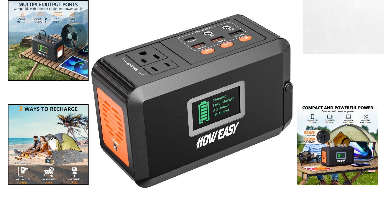 Lightweight 120W Portable Power Station with 88Wh Lithium Battery for Camping