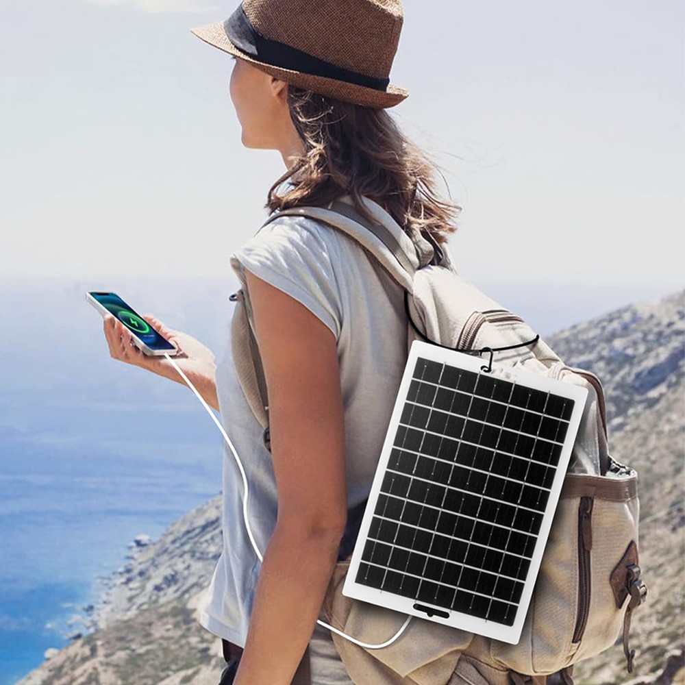 20W 10W 5V Solar Panel Power Bank USB Phone Charger Outdoor Camping Waterproof