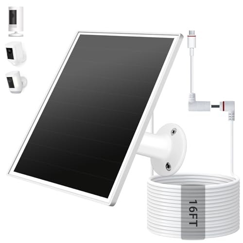 6W Solar Panel Charger for Ring Cameras – USB-C & Barrel Plug, Waterproof, 16ft