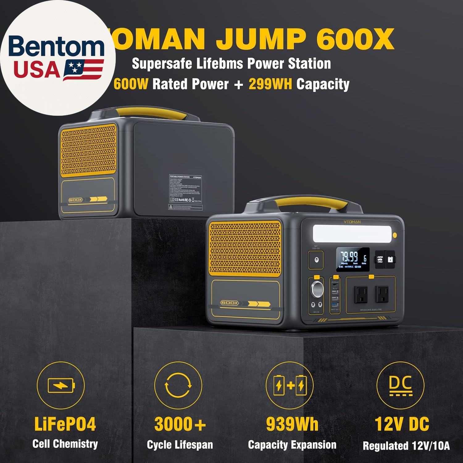 Jump 600X Portable Power Station 600W, 299Wh Solar Generator Lifepo4 Battery Pow