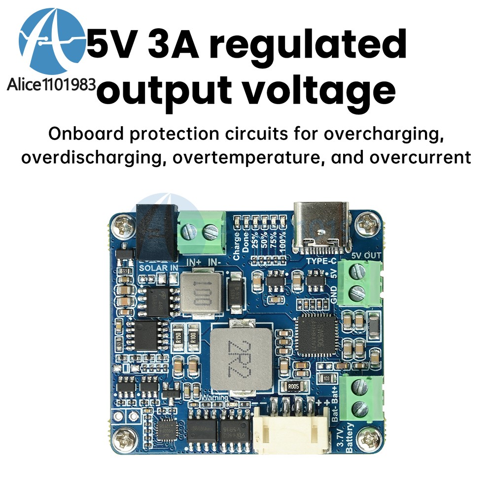 6-24V Solar Panel Power Management Module 5V 3A Supports MPPT, PD QC FCP SFCP