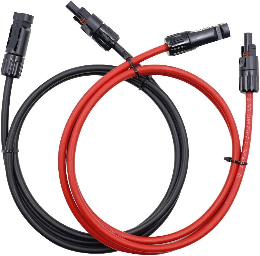 High-Quality 10AWG Solar Extension Cables – Set of 2, 5FT Length, Weatherproof