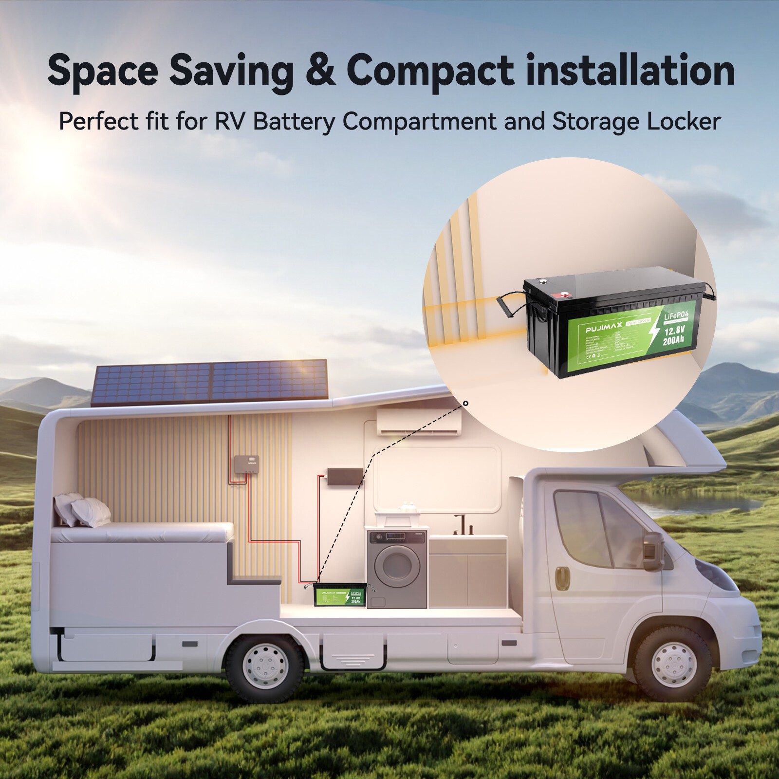 12V 200Ah LiFePO4 Battery Auto Grade 15000 Deep Cycles Lightweight Solar RV