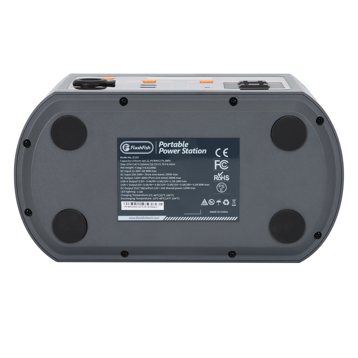 FlashFish E103 Portable Power Station 300W 179.2Wh LiFePO4 Solar Generator