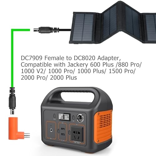 7A 168W DC 7909 to DC 8020 Adapter, 90 Degree Right Angle 7909 Female to 8020