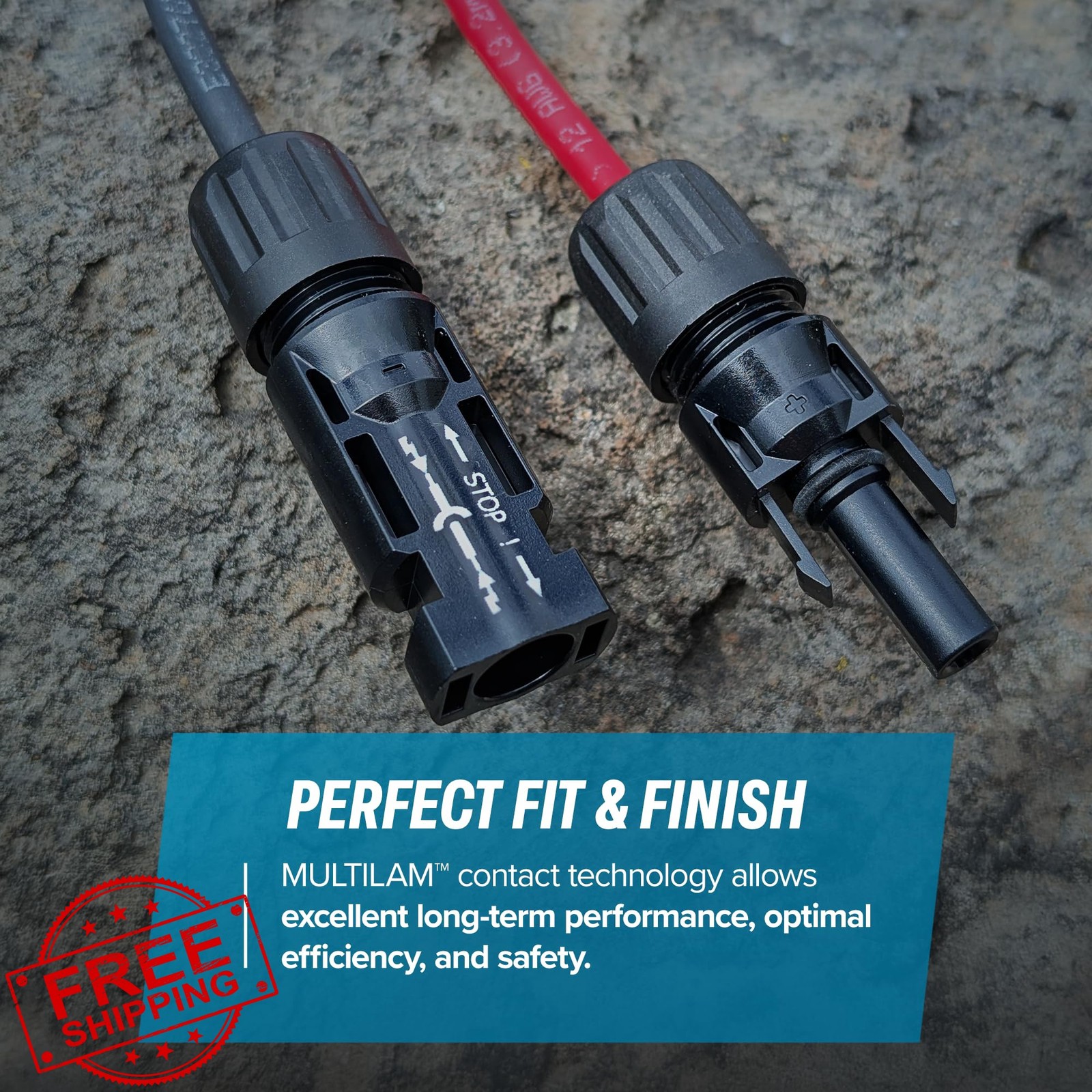 TEMCo Solar Extension Cable 100Ft Red + 100Ft Black 12 AWG