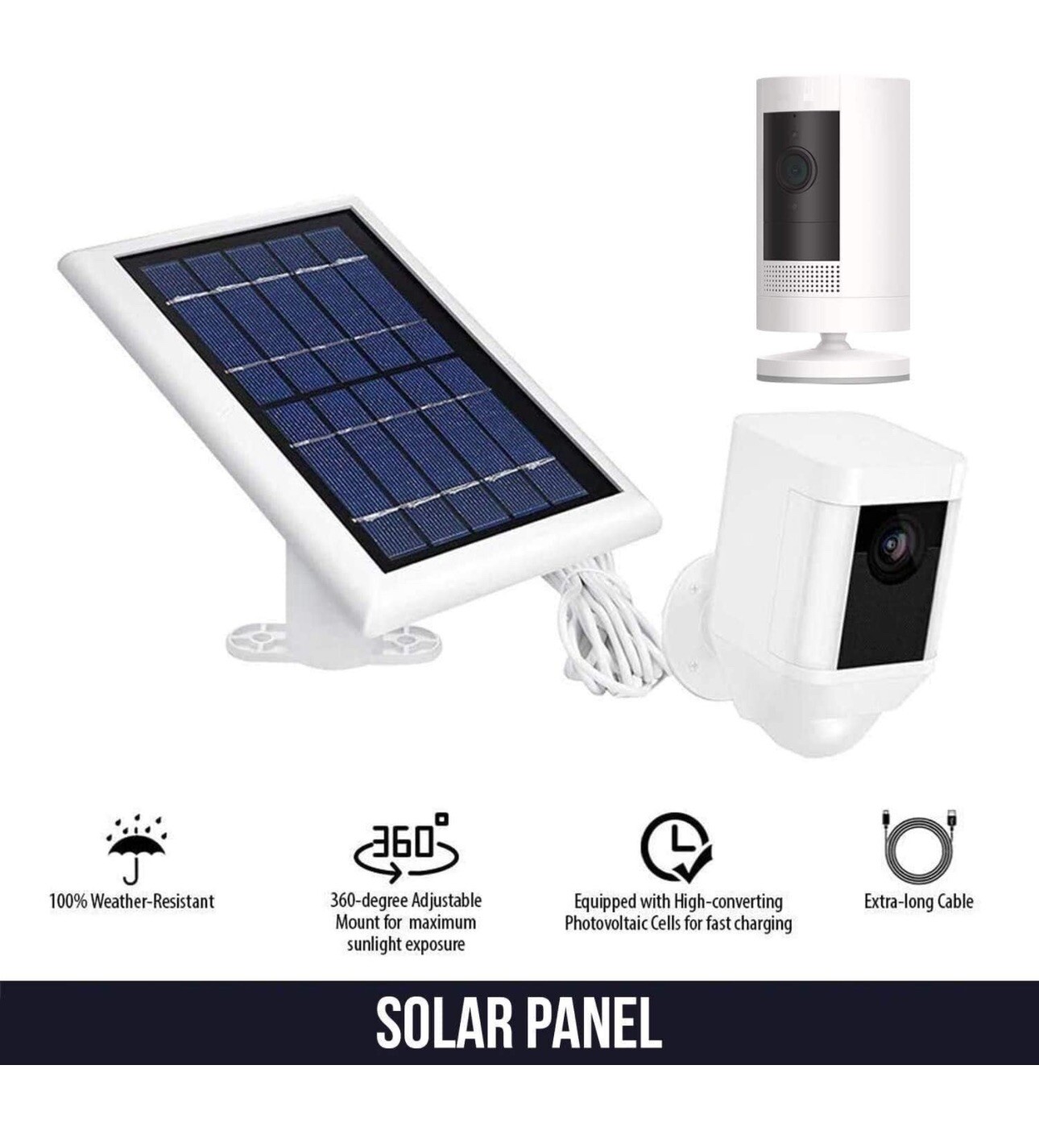 Wasserstein Solar Panel Compatible Ring Spotlight Cam, & Ring Stick Up 2 Pack