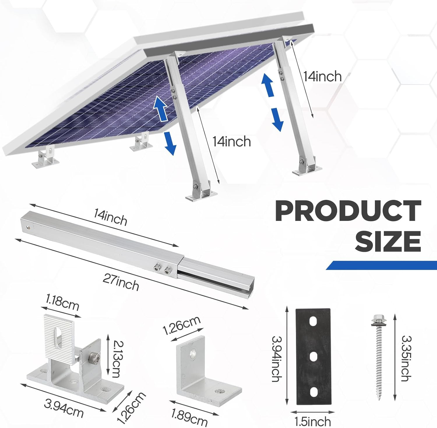 4 Pcs Adjustable Solar Panel Tilt Mount Brackets Aluminum Alloy Solar Panel Moun
