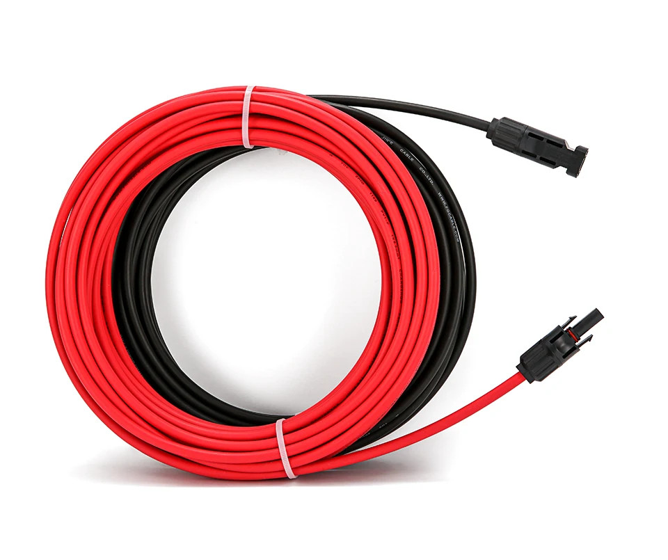 PV Wire Cable 2.5/4/6mm² 10-14AWG Black+Red with Male Female Panel Connectors
