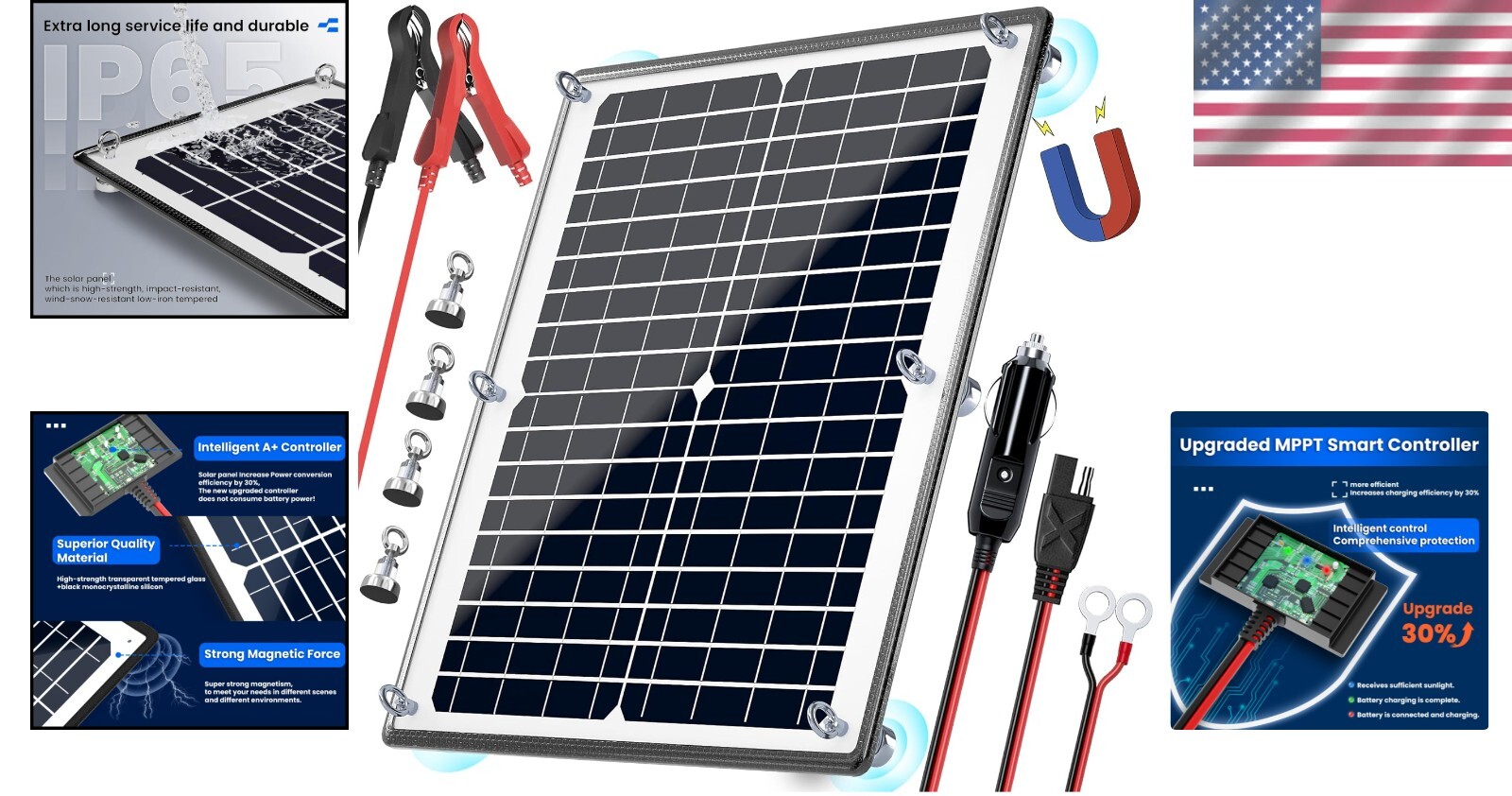 Upgrade Your Battery Life: 12V 20W Magnetic Solar Panel Kit with MPPT Controller