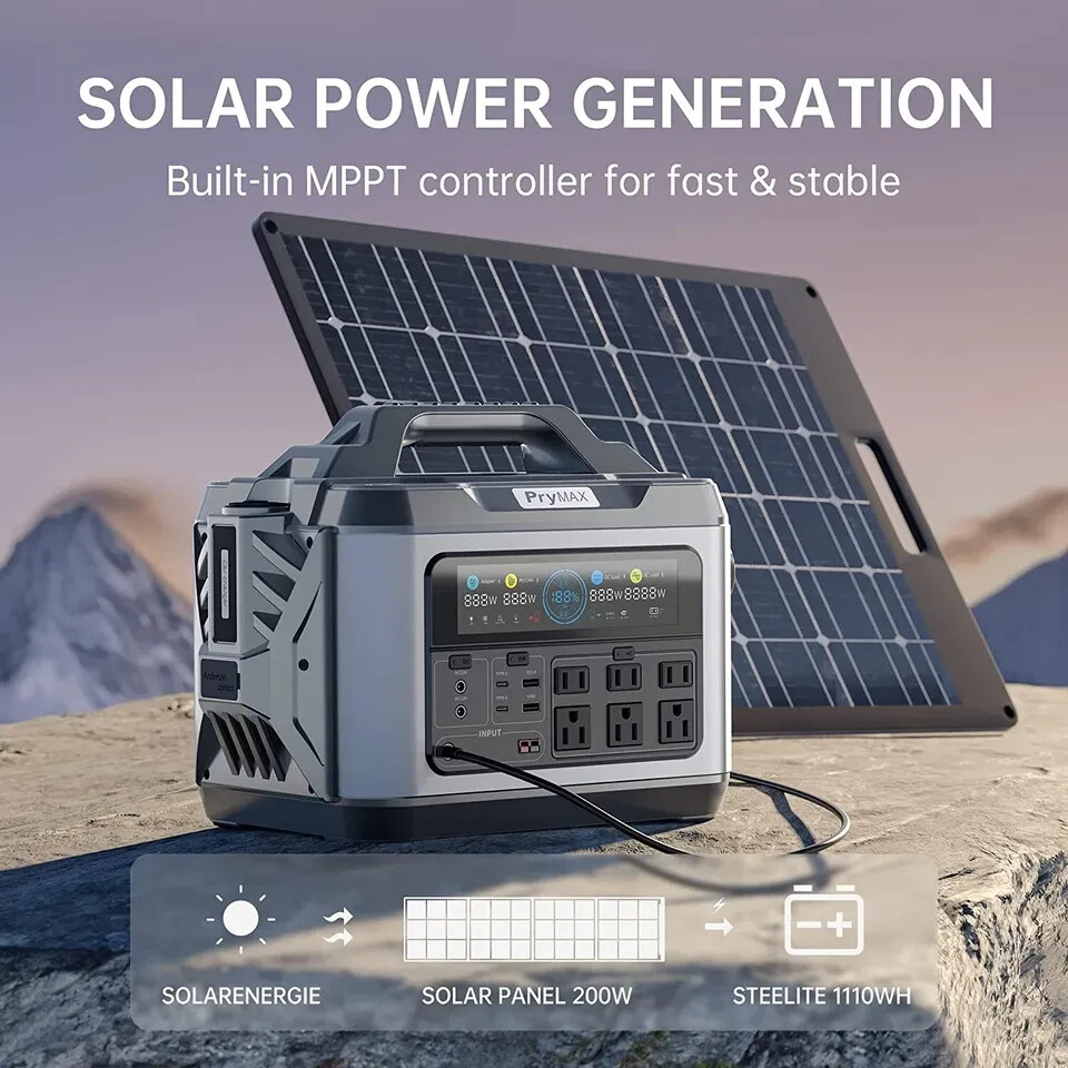 PryMax Steelite 1200W Portable Power Station 1110Wh Solar Generator