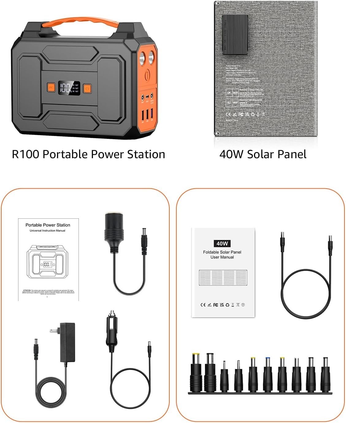 Solar Powered Generator 200W Peak 100W Rated with 146Wh Battery and 40W Solar