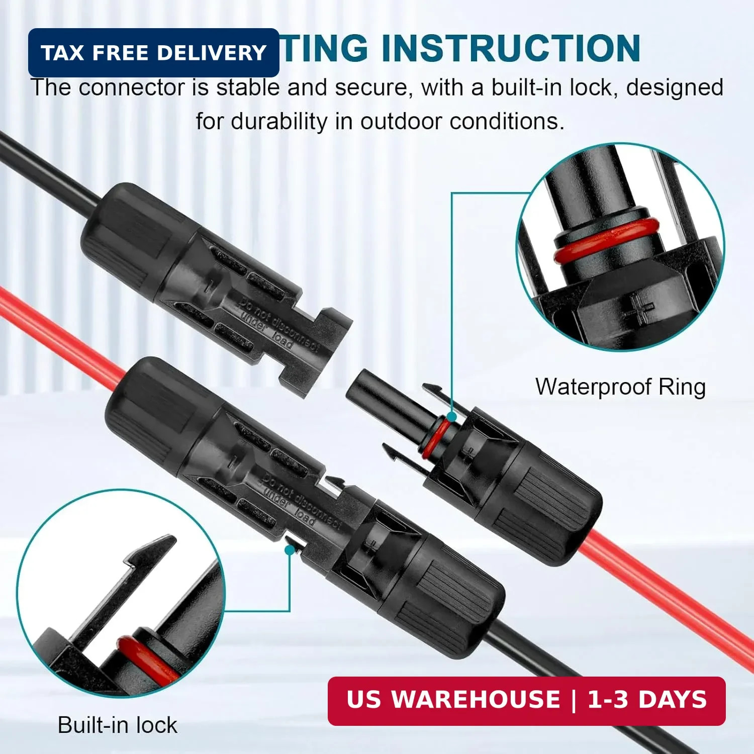10 AWG Solar Extension Cable 30FT, Flexible Solar Panel Wire with Male to Female