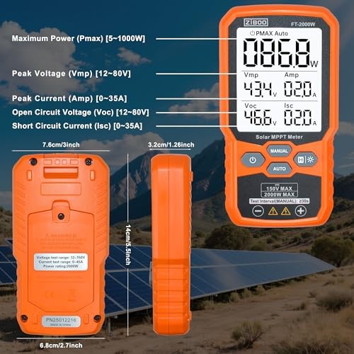 Solar Panel Tester MPPT Meter – 2000W Max Power, 150V/35A PV Module FT-2000W