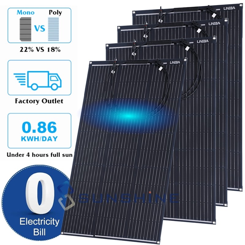 18V 400W 200W Mono Solar Panel N-Type 12BB Power RV Camping Home Boat Off Grid