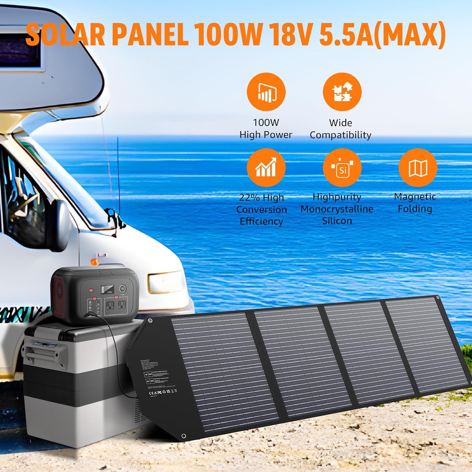 Portable Power Station 650W LiFePO4 Battery Solar Generator +100W Solar Panel