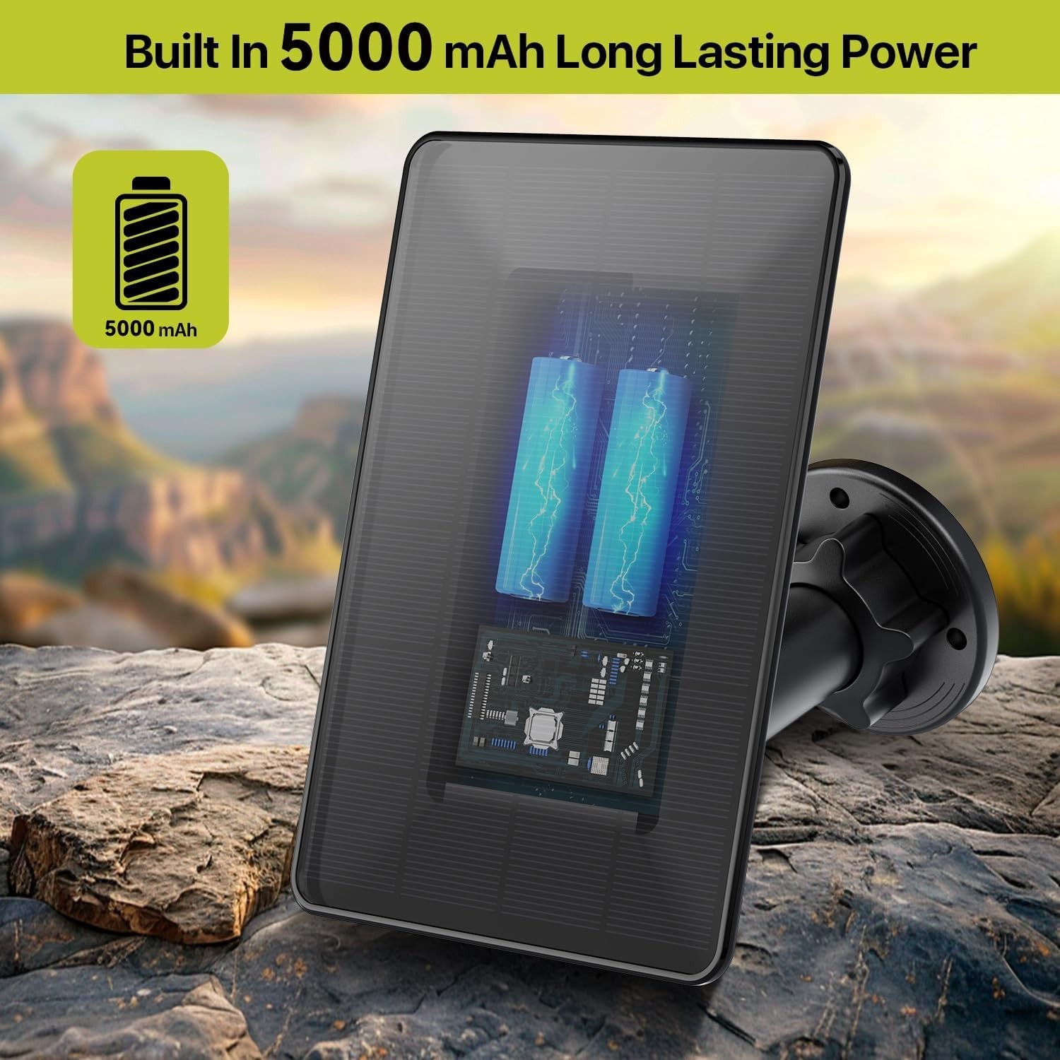 Trail Camera Solar Panel, 3W 6V Output with 5000mAh Rechargeable Battery, Weath