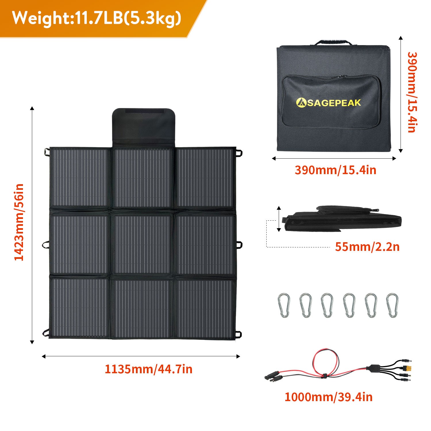 500W 400W 300W Foldable Portable Solar Panel for Power Station Charging Camping