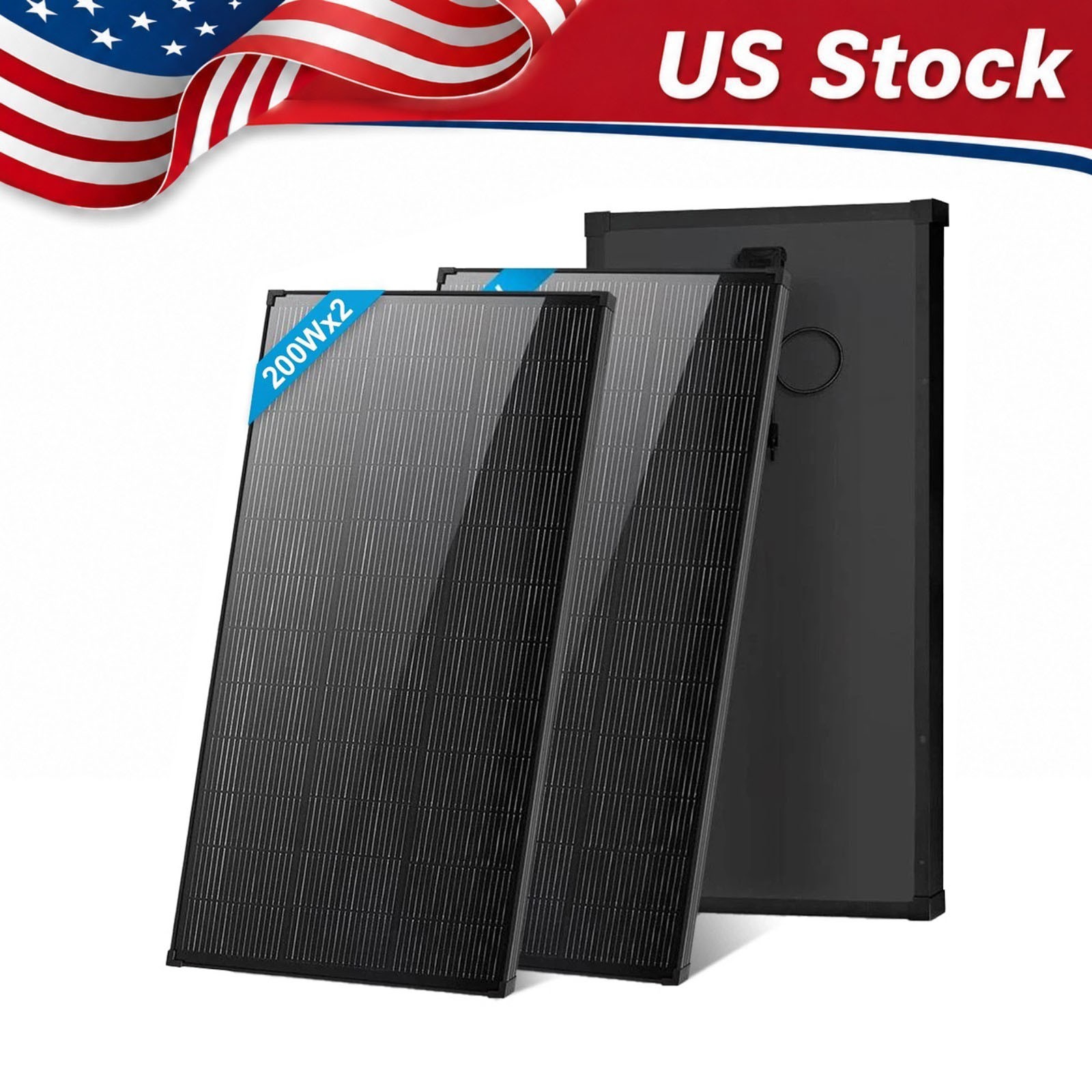 AeternaSol 400W (200W*2) 18BB Solar Panel 18V N-Type Mono Roof RV Boat
