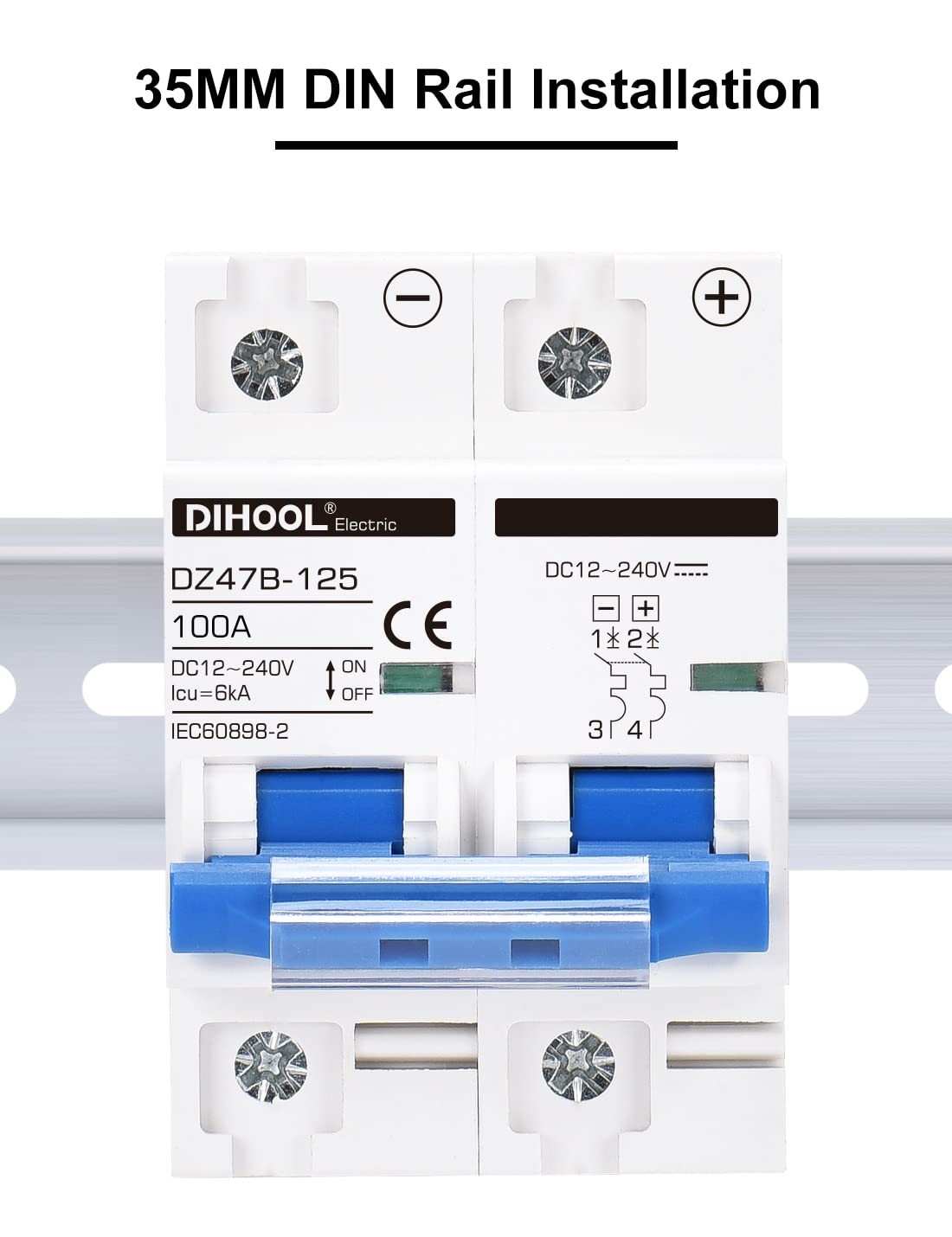 DIHOOL DC Circuit Breaker,100A 2 Pole,12V to 240 Volt Solar Disconnect Switch…