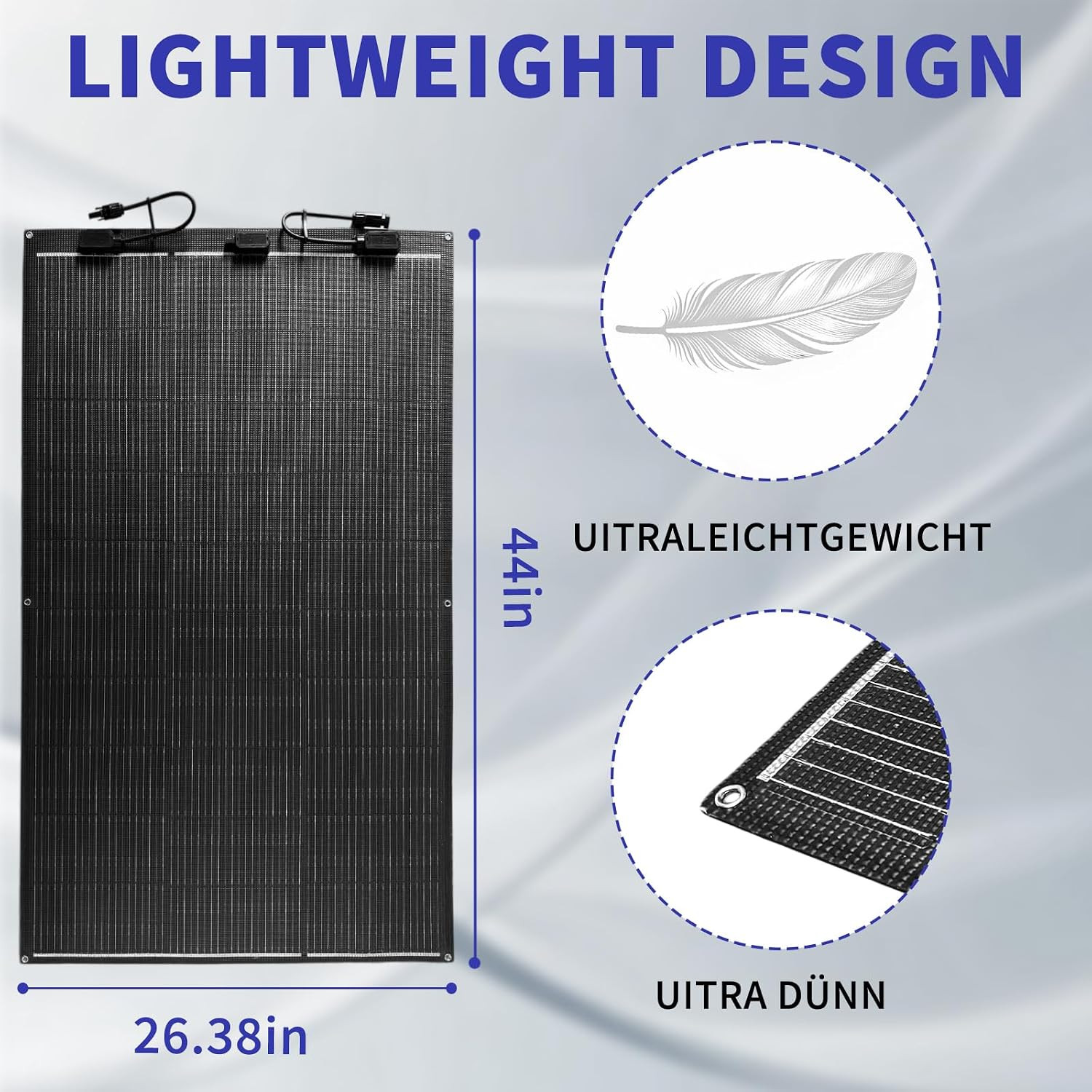 160W Flexible Solar Panels, 20BB N-Type Cells, 25.4% Efficiency, Bendable Portab
