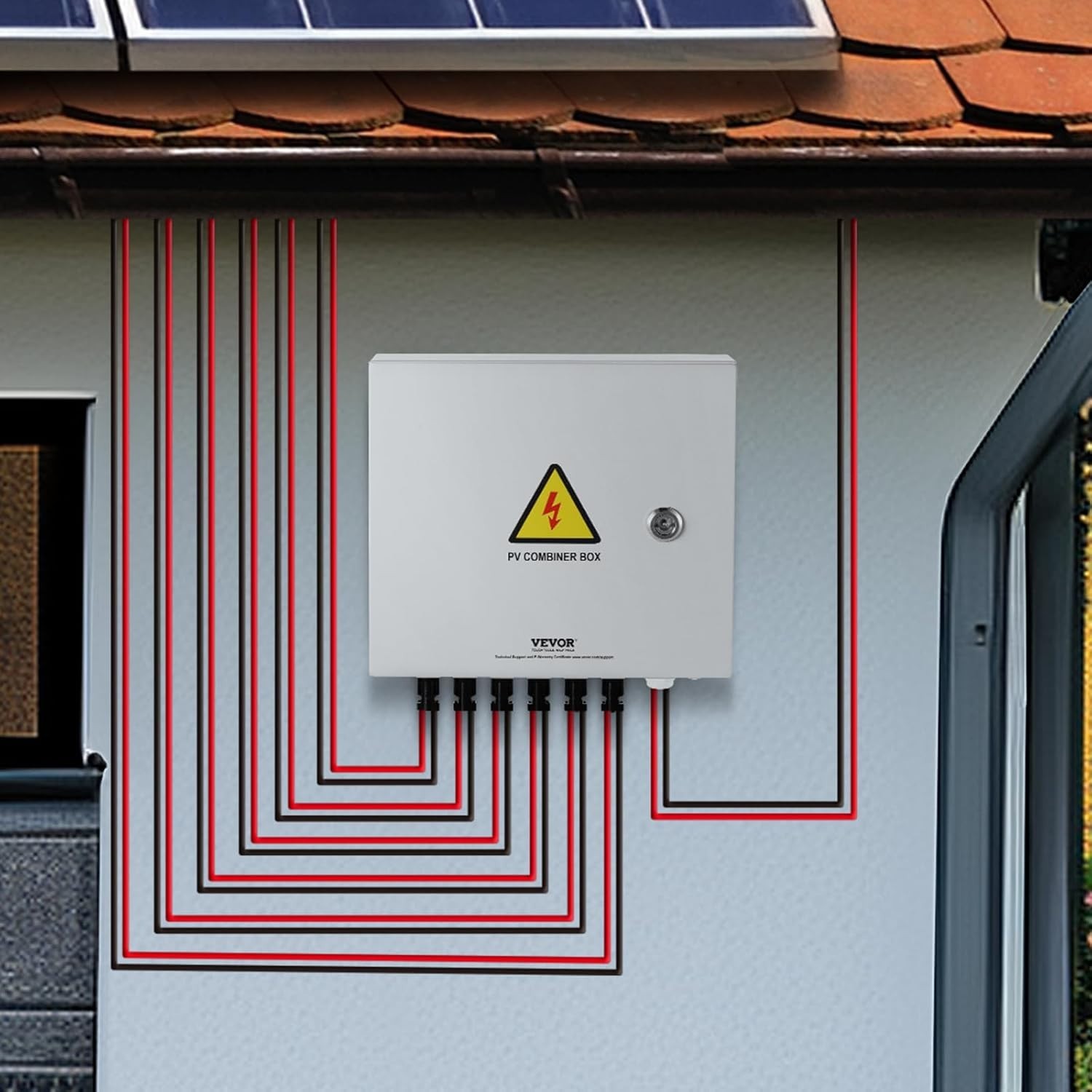 6-String Metal Solar Combiner Box 63A Circuit Breaker, , for On/Off Grid