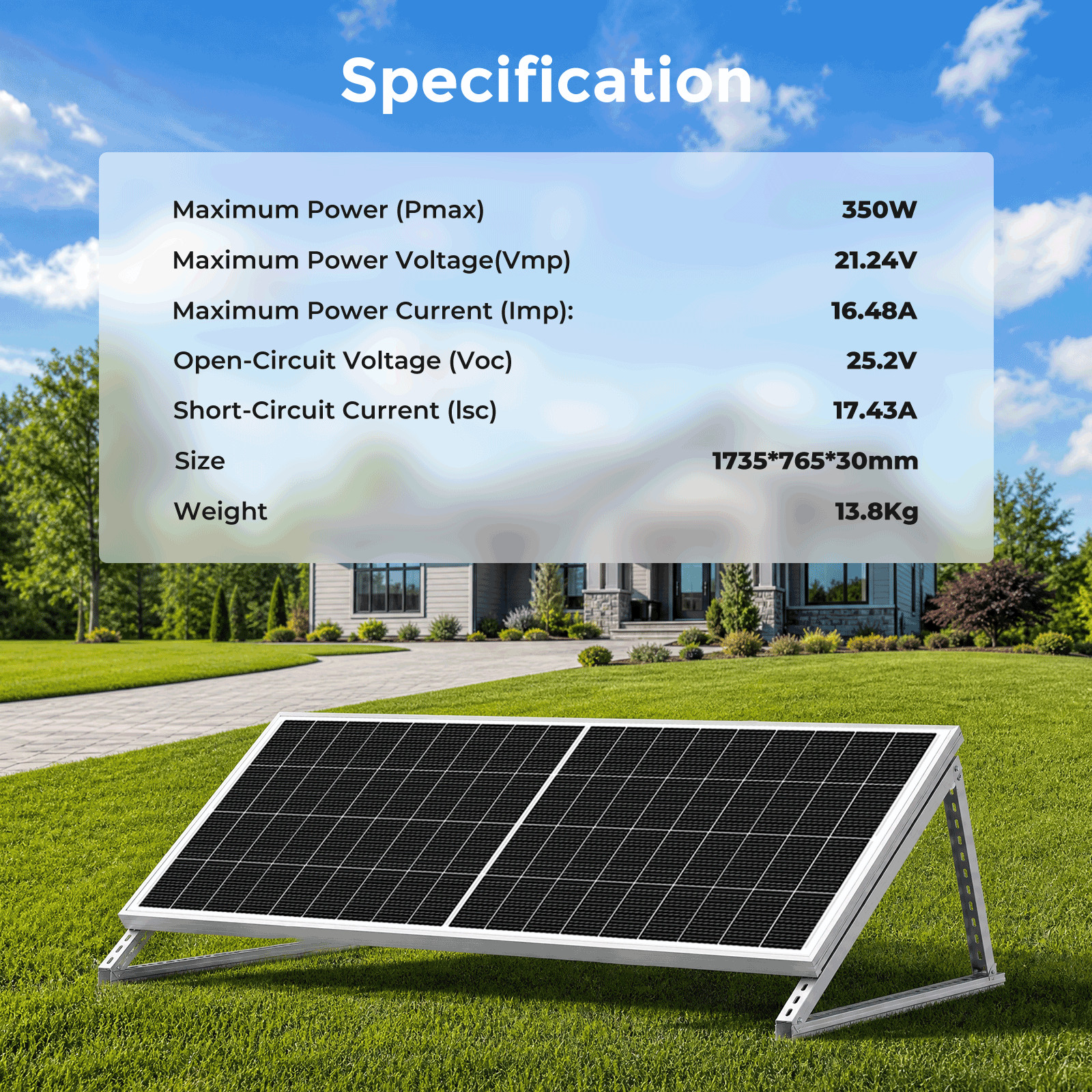 4PCS 350W 700W 24V Solar Panel 25.2% High Efficiency Farm Home Shed Efficiency