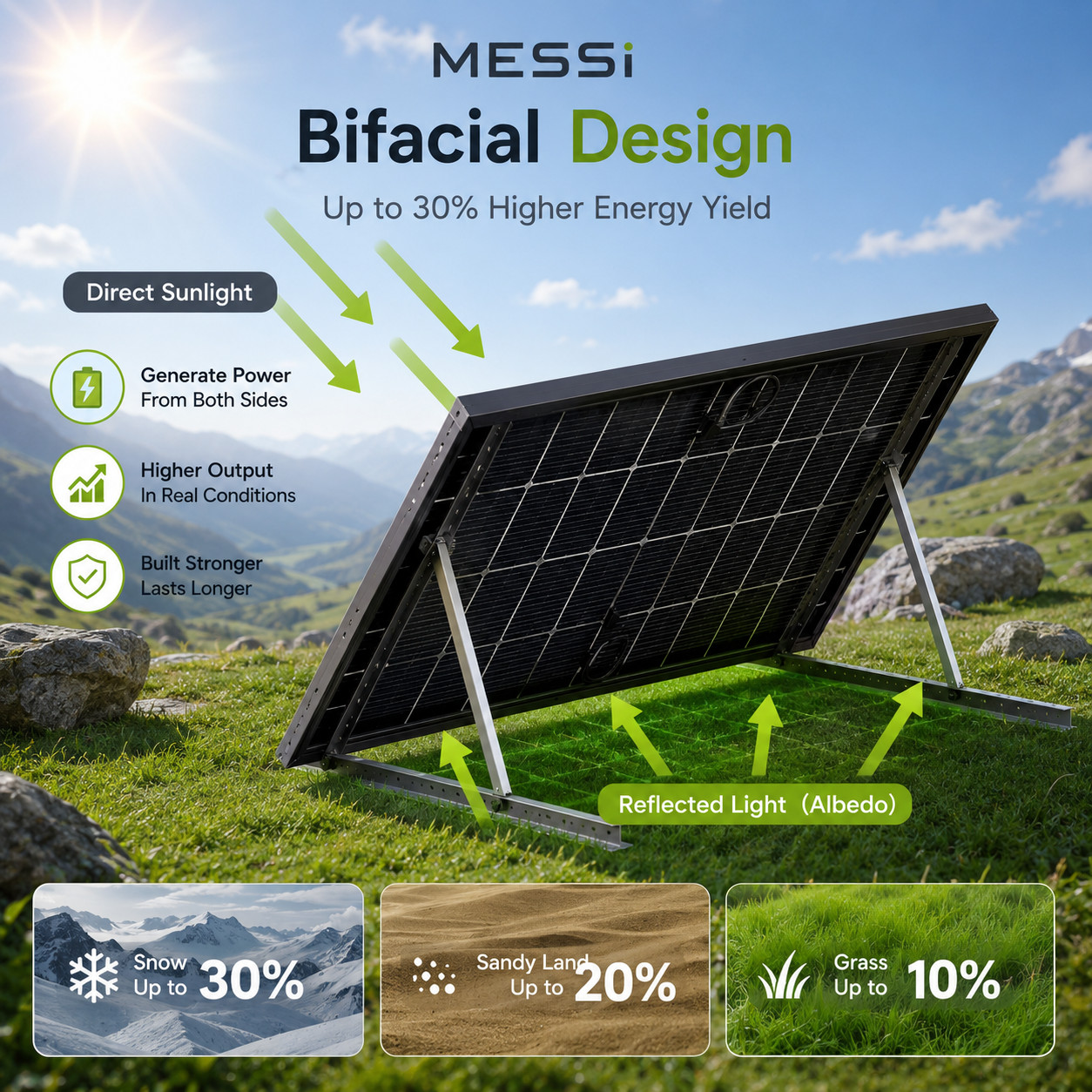 8×450=3600W Solar Panels, Bifacial N-Type Mono | 4ft MC4 Cable for Easy Install