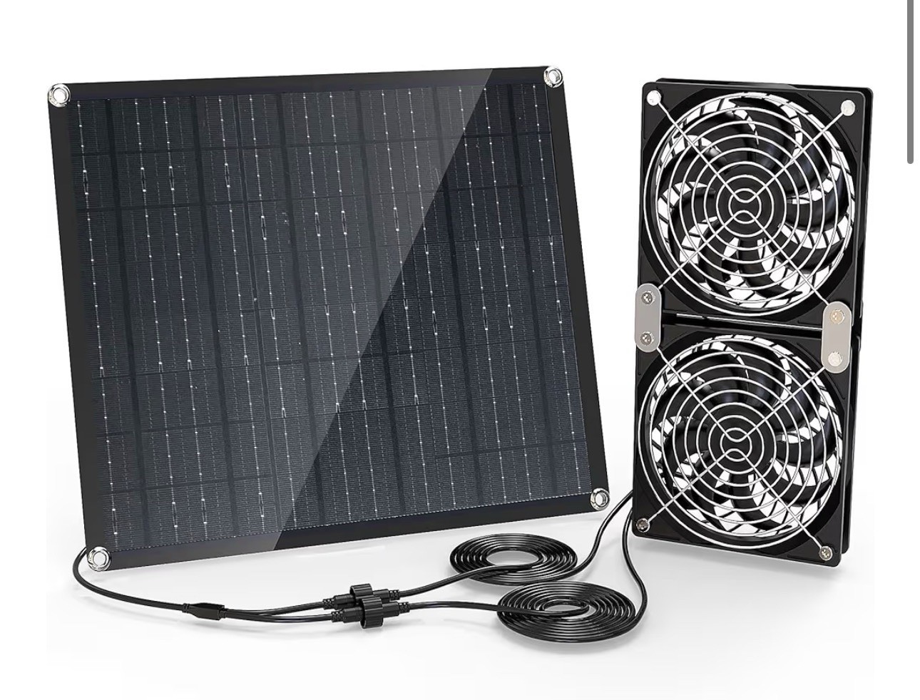 Solar Powered Fan, 30W Solar Fan with Two IPX7 Waterproof Fans for Outside.
